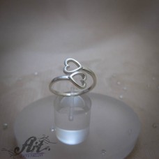 Сребърен дамски пръстен "Сърца" R-1097